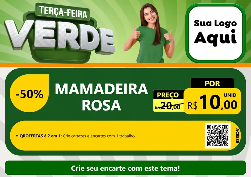 Modelo de Cartaz para Cartaz A4 Horizontal com o tema Terça - Feira Verde para Bebês