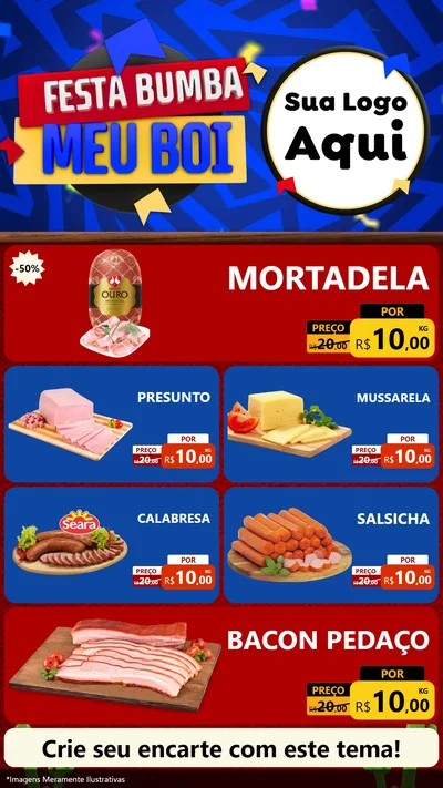 Modelo de TV para TV Vertical com o tema Festa Bumba meu Boi para Frios e Laticínios