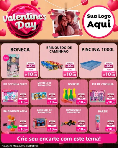 Modelo de Rede Social para Feed Instagram com o tema Valentine's Day para Brinquedos