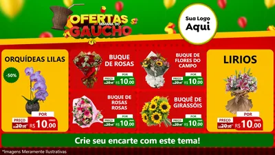 Modelo de TV para TV Horizontal com o tema Ofertas Semana Do Gaúcho para Floricultura e jardim