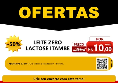 Modelo de Cartaz para Cartaz A4 Horizontal com o tema Ofertas Preto e Vermelho Cartaz para Frios e Laticínios
