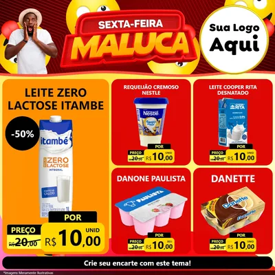 Modelo de Rede Social para Feed Facebook com o tema Sexta-feira Maluca para Frios e Laticínios