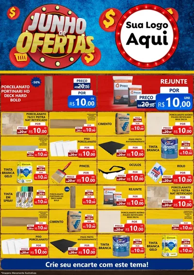 Modelo de Encarte para Encarte A4 Vertical com o tema Junho de Ofertas para Pisos e revestimentos