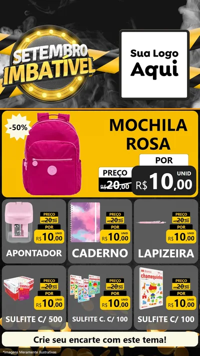 Modelo de Rede Social para Stories com o tema Setembro Imbatível para Papelaria