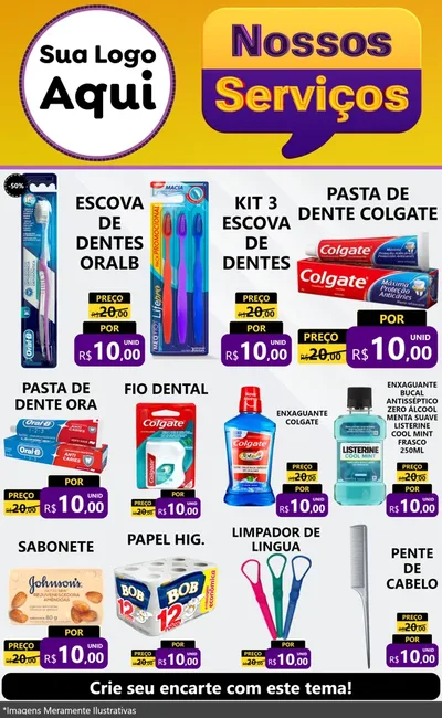 Modelo de Encarte para Encarte Grande com o tema Nossos Serviços para Higiene Pessoal