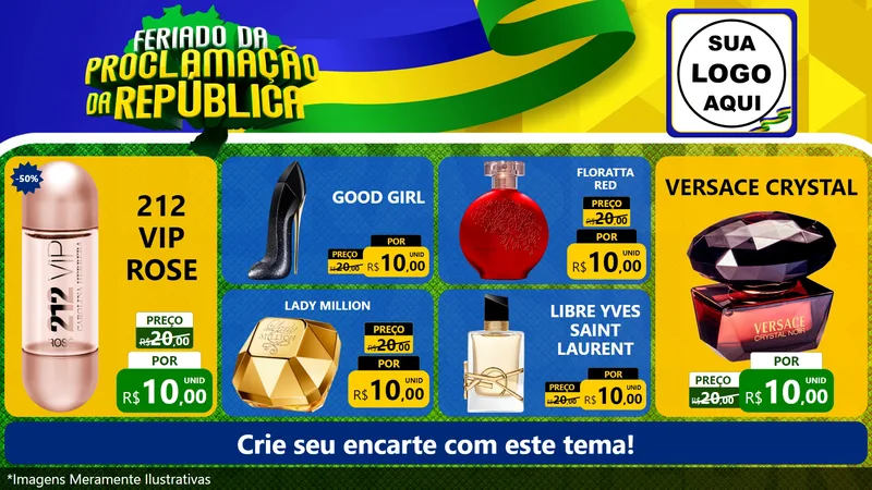 Modelo de TV para TV Horizontal com o tema Feriado da Proclamação da República para Perfumes