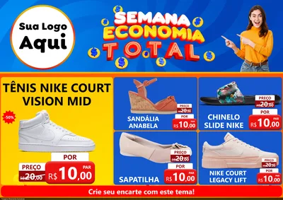 Modelo de Encarte para Encarte A4 Horizontal com o tema Semana Economia Total para Calçados