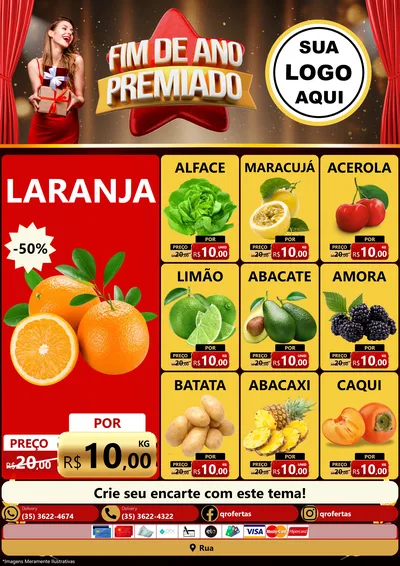 Modelo de Encarte para Encarte A4 Vertical com o tema Fim de Ano Premiado para Hortifrúti