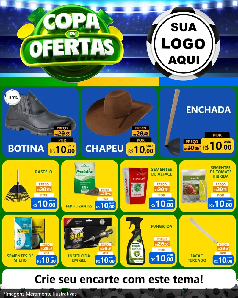 Modelo de Rede Social para Feed Instagram com o tema Copa de Ofertas para Agropecuária