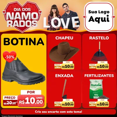 Modelo de Rede Social para Feed Facebook com o tema Dia dos Namorados para Agropecuária