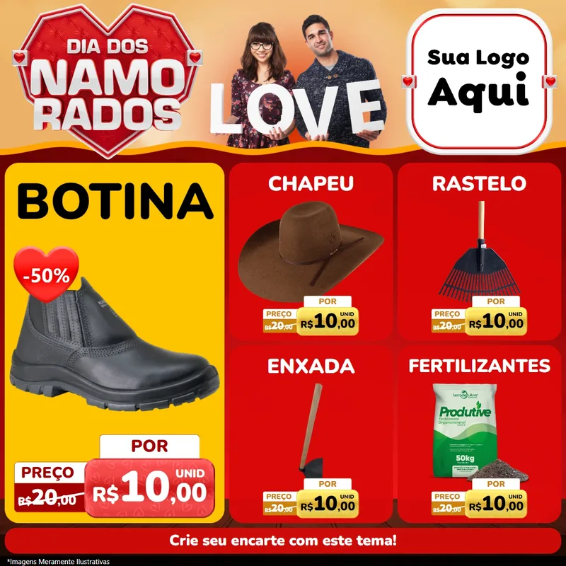 Modelo de Rede Social para Feed Facebook com o tema Dia dos Namorados para Agropecuária