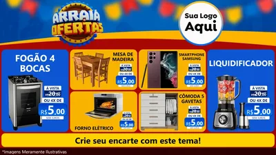 Modelo de TV para TV Horizontal com o tema Arraiá de Ofertas - Junina para Móveis e Eletro