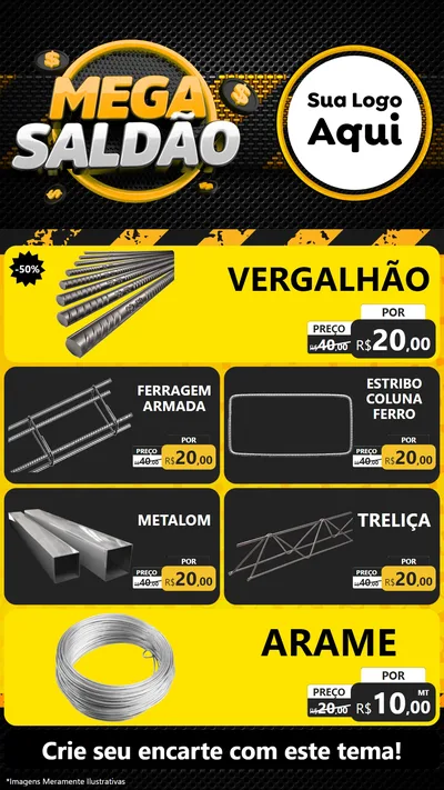 Modelo de TV para TV Vertical com o tema Mega Saldão para Ferragens