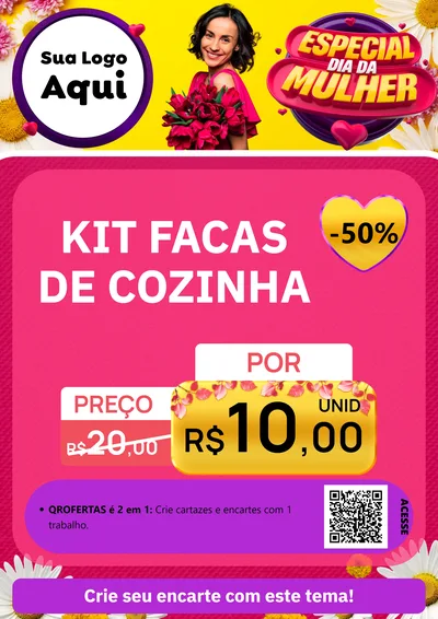 Modelo de Cartaz para Cartaz A4 Vertical com o tema Especial Dia da Mulher para Utilidades Domésticas