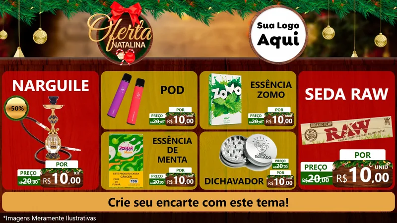 Modelo de TV para TV Horizontal com o tema Ofertas Natalina para Tabacaria