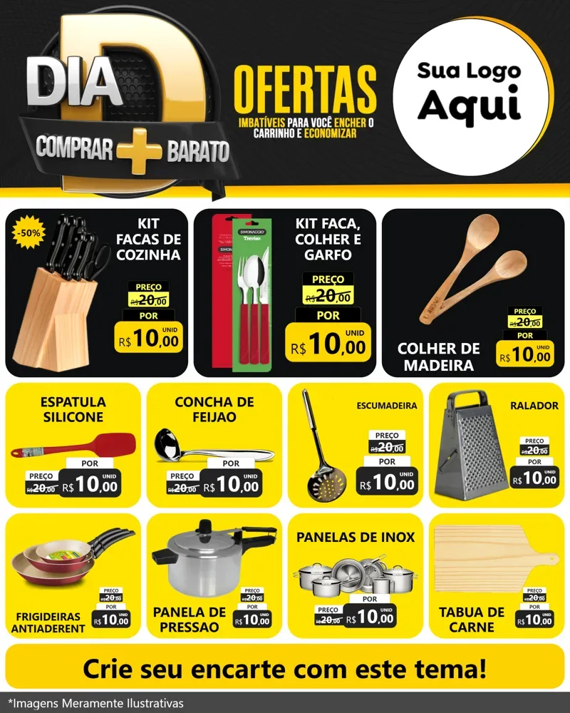 Modelo de Rede Social para Feed Instagram com o tema Dia D Mais Economia para Utilidades Domésticas