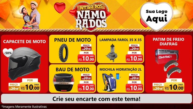 Modelo de TV para TV Horizontal com o tema Arraiá dos Namorados para Moto peças