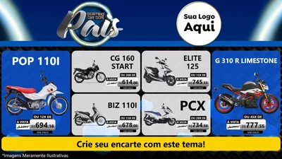 Modelo de TV para TV Horizontal com o tema Sorteio Dia Dos Pais para Concessionaria de Motos