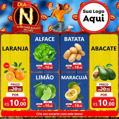 Modelo de Rede Social para Feed Facebook com o tema Dia N - O Dia Mais Barato Do Mês para Hortifrúti
