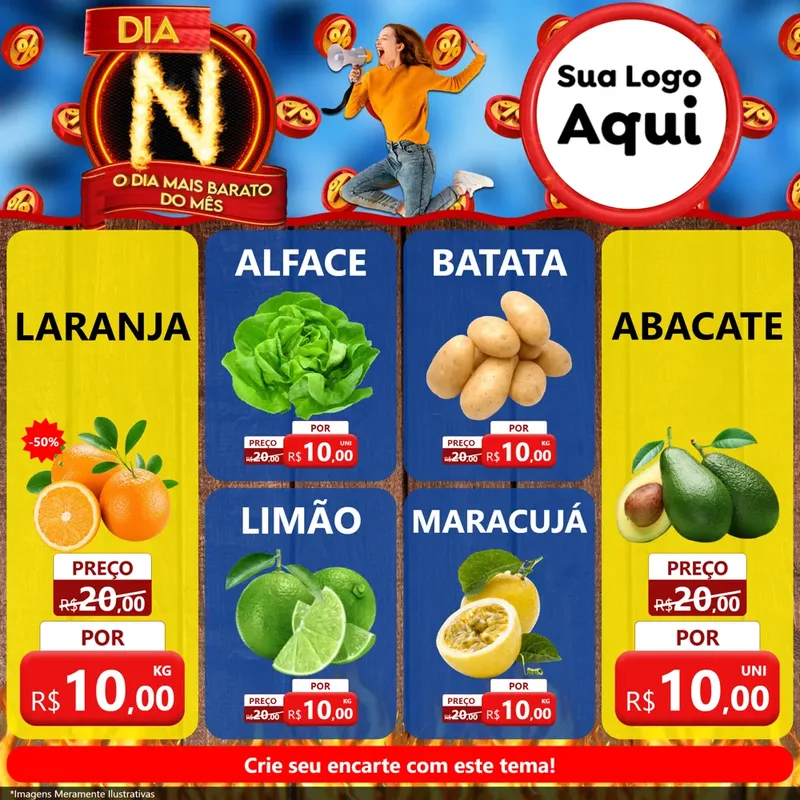Modelo de Rede Social para Feed Facebook com o tema Dia N - O Dia Mais Barato Do Mês para Hortifrúti