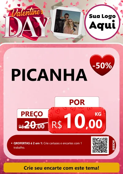 Modelo de Cartaz para Cartaz A4 Vertical com o tema Valentine's Day para Açougue