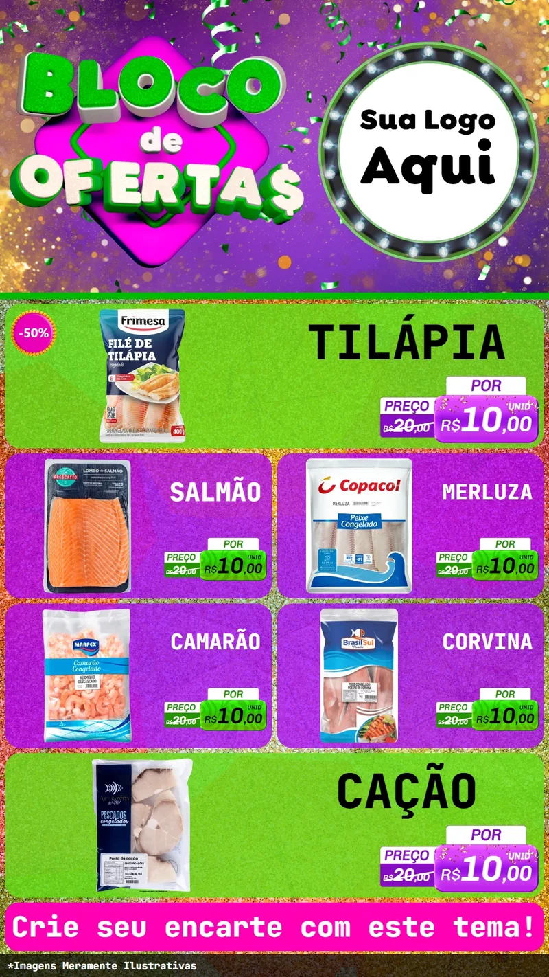 Modelo de TV para TV Vertical com o tema Bloco de Ofertas para Peixaria