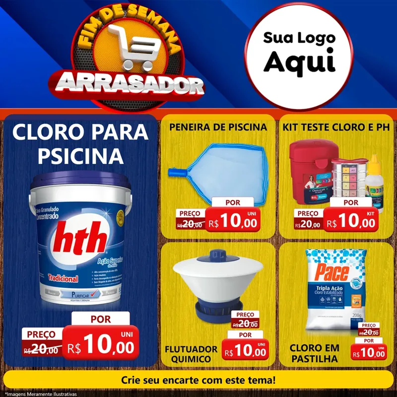 Modelo de Rede Social para Feed Facebook com o tema Fim De Semana Arrasador para Produtos para Piscina