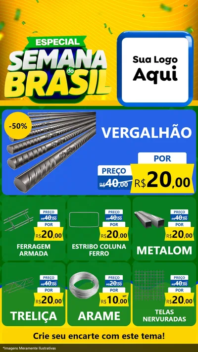 Modelo de Rede Social para Stories com o tema Especial Semana do Brasil para Ferragens