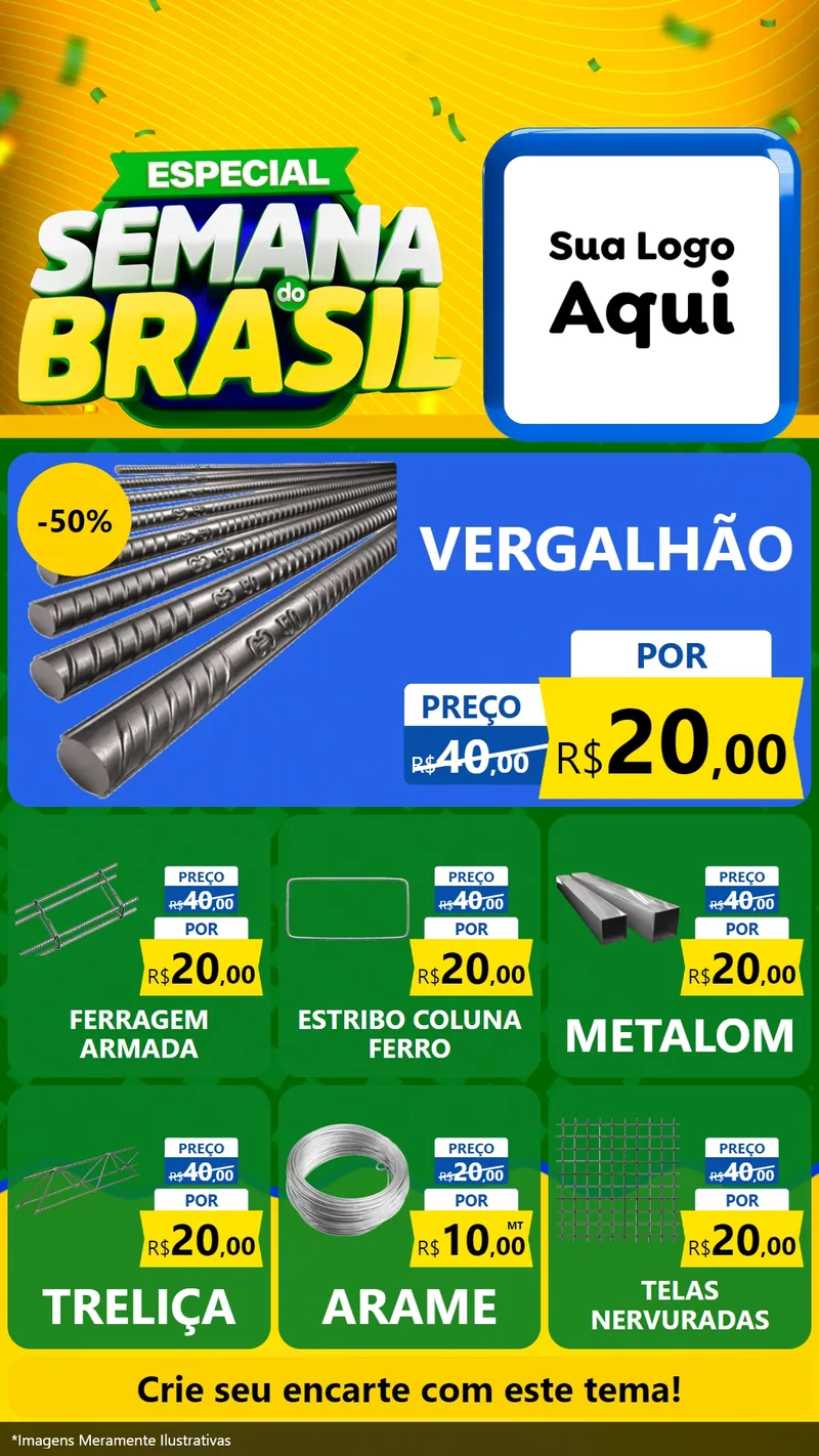 Modelo de Rede Social para Stories com o tema Especial Semana do Brasil para Ferragens