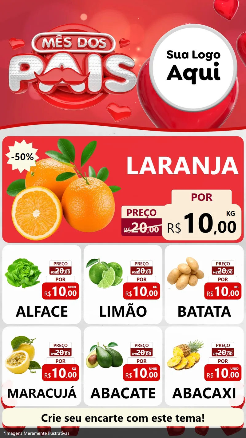 Modelo de Rede Social para Stories com o tema Mês dos Pais para Hortifrúti