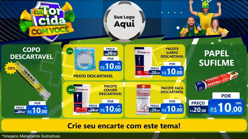 Modelo de TV para TV Horizontal com o tema Na Torcida Com Você - Copa para Embalagens