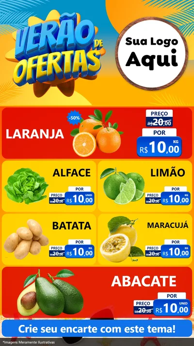 Modelo de TV para TV Vertical com o tema Verão de Ofertas para Hortifrúti