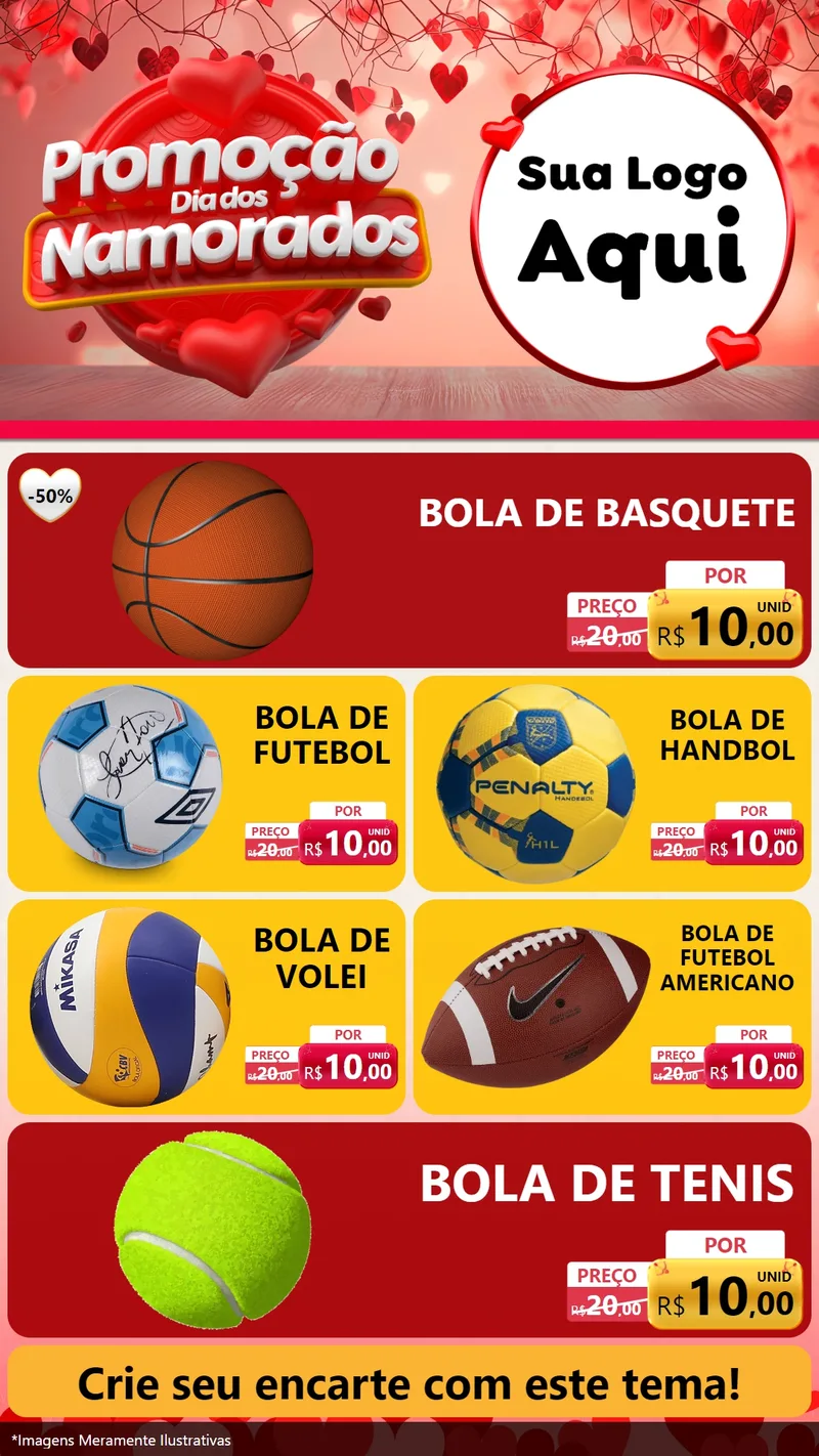 Modelo de TV para TV Vertical com o tema Promoção Dia dos Namorados para Artigos Esportivos