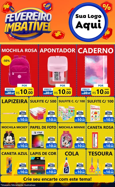 Modelo de Encarte para Encarte Grande com o tema Fevereiro Imbatível para Papelaria