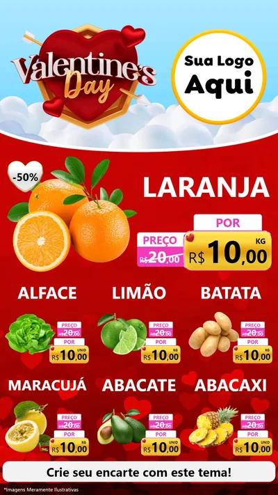 Modelo de Rede Social para Stories com o tema Valentine's Day para Hortifrúti