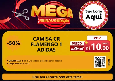 Modelo de Cartaz para Cartaz A4 Horizontal com o tema Mega Reinauguração para Roupas e acessórios