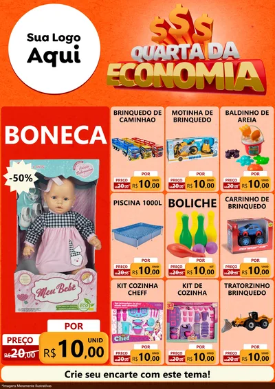 Modelo de Encarte para Encarte A4 Vertical com o tema Quarta da Economia para Brinquedos