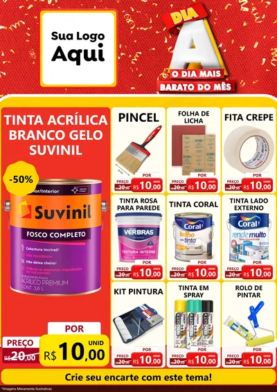 Modelo de Encarte para Encarte A4 Vertical com o tema Dia A o Dia Mais Barato do Mês para Tintas e Ferramentas
