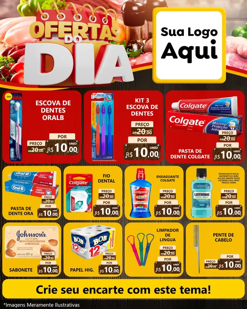 Modelo de Rede Social para Feed Instagram com o tema Ofertas do Dia para Higiene Pessoal