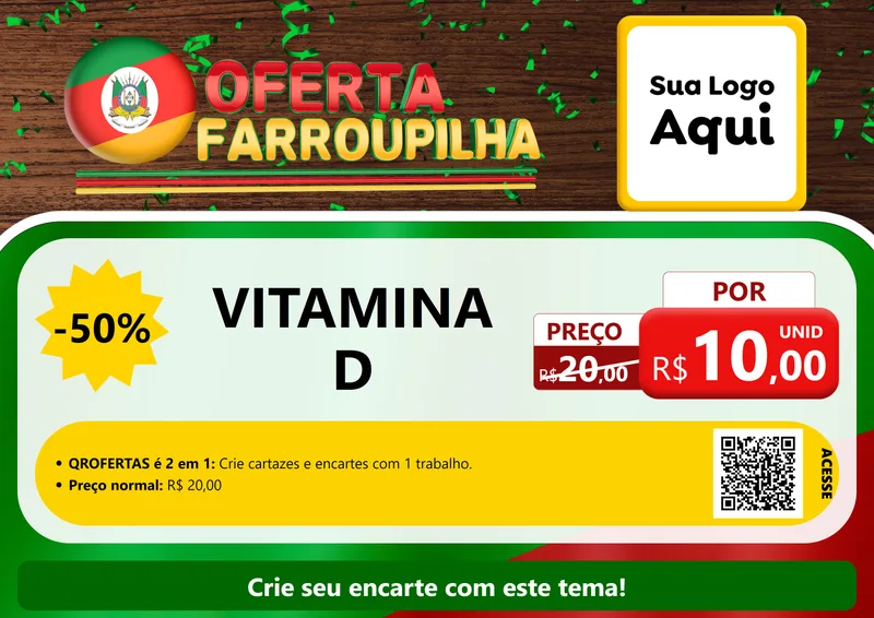 Modelo de Cartaz para Cartaz A4 Horizontal com o tema Oferta Farroupilha para Farmácia