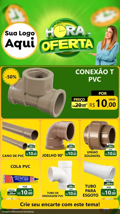 Modelo de Rede Social para Stories com o tema Hora da Oferta para Tubos e conexões