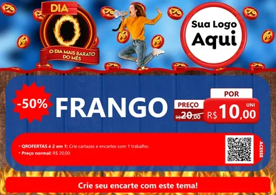 Modelo de Cartaz para Cartaz A4 Horizontal com o tema Dia O - O Dia Mais Barato Do Mês para Assados