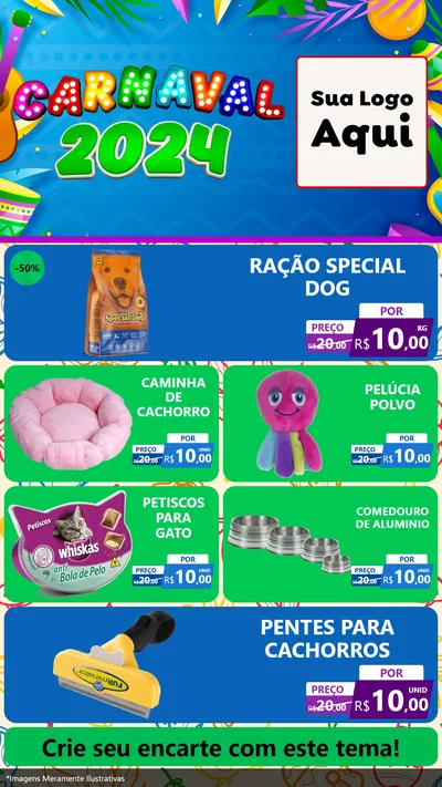 Modelo de TV para TV Vertical com o tema Carnaval 2027 para Pet Shop