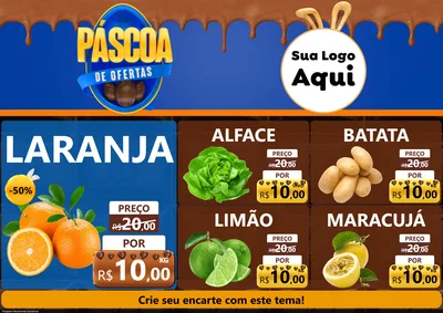 Modelo de Encarte para Encarte A4 Horizontal com o tema Páscoa de Ofertas para Hortifrúti