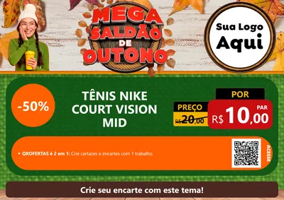Modelo de Cartaz para Cartaz A4 Horizontal com o tema Mega Saldão de Outono para Calçados