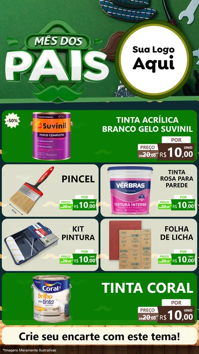 Modelo de TV para TV Vertical com o tema Mês dos Pais para Tintas e Ferramentas