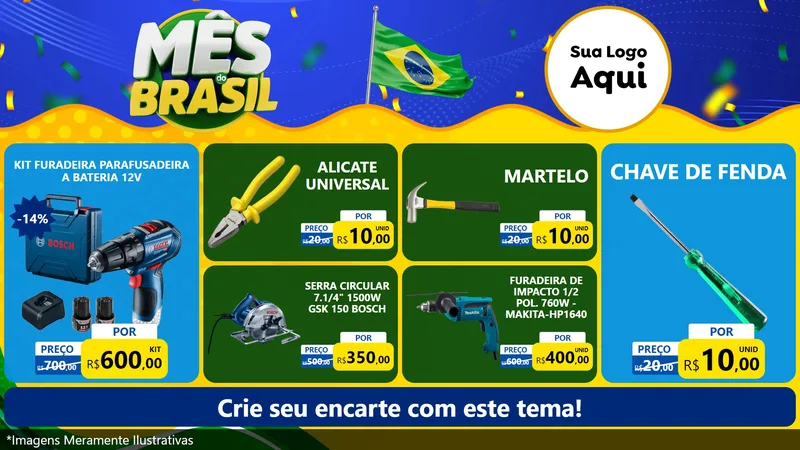 Modelo de TV para TV Horizontal com o tema Mês do Brasil para Maquinas e Ferramentas