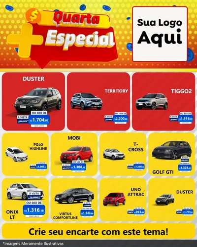 Modelo de Rede Social para Feed Instagram com o tema Quarta Mais Especial para Concessionaria de Carros