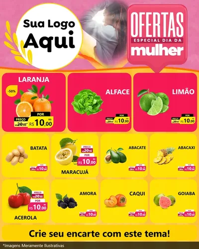 Modelo de Rede Social para Feed Instagram com o tema Ofertas - Especial Dia Das Mulheres para Hortifrúti