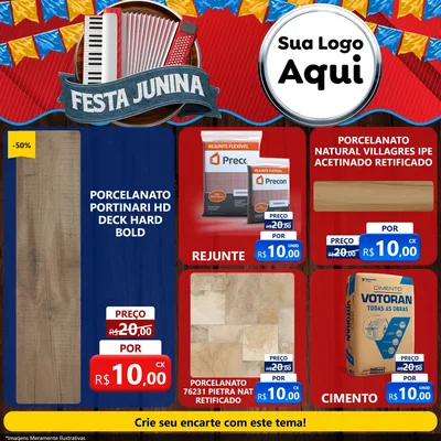 Modelo de Rede Social para Feed Facebook com o tema Festa Junina para Pisos e revestimentos
